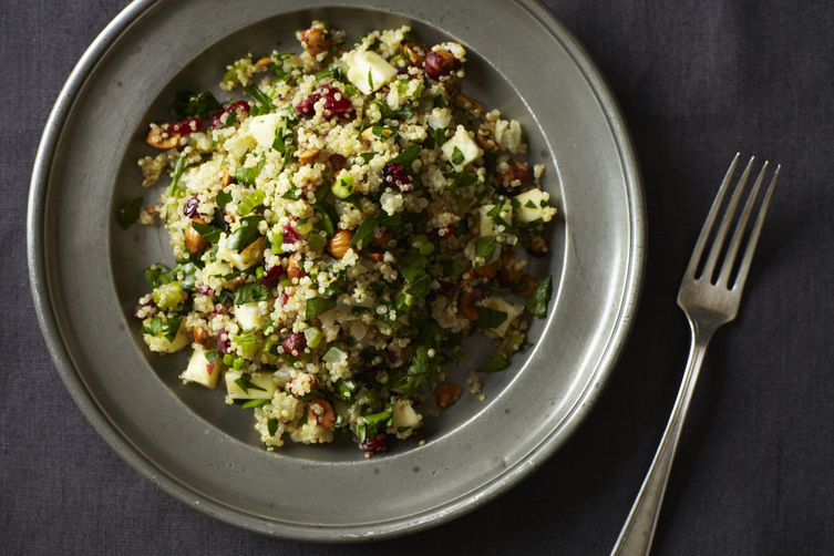 quinoa salad with hazelnuts, apple and dried-cranberries