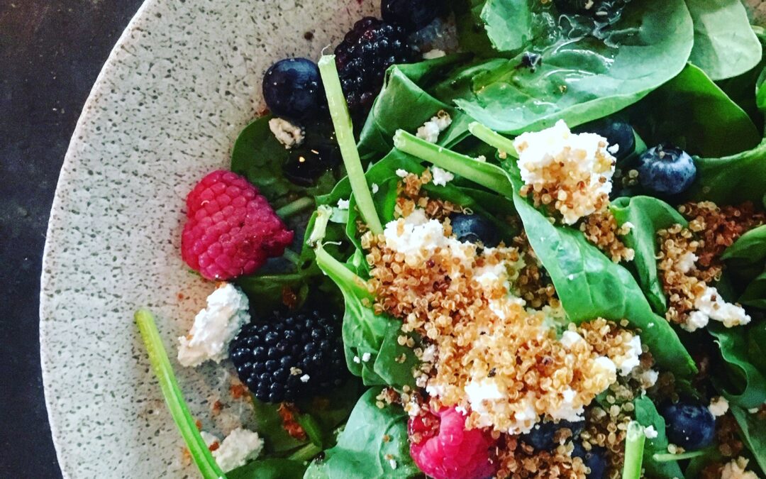 Crispy Quinoa, Spinach & Berry Salad