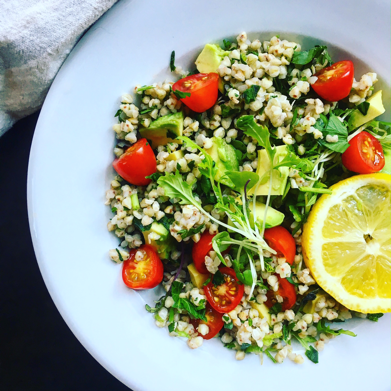 Herbed Buckwheat with Avocado, Greens & Lemon