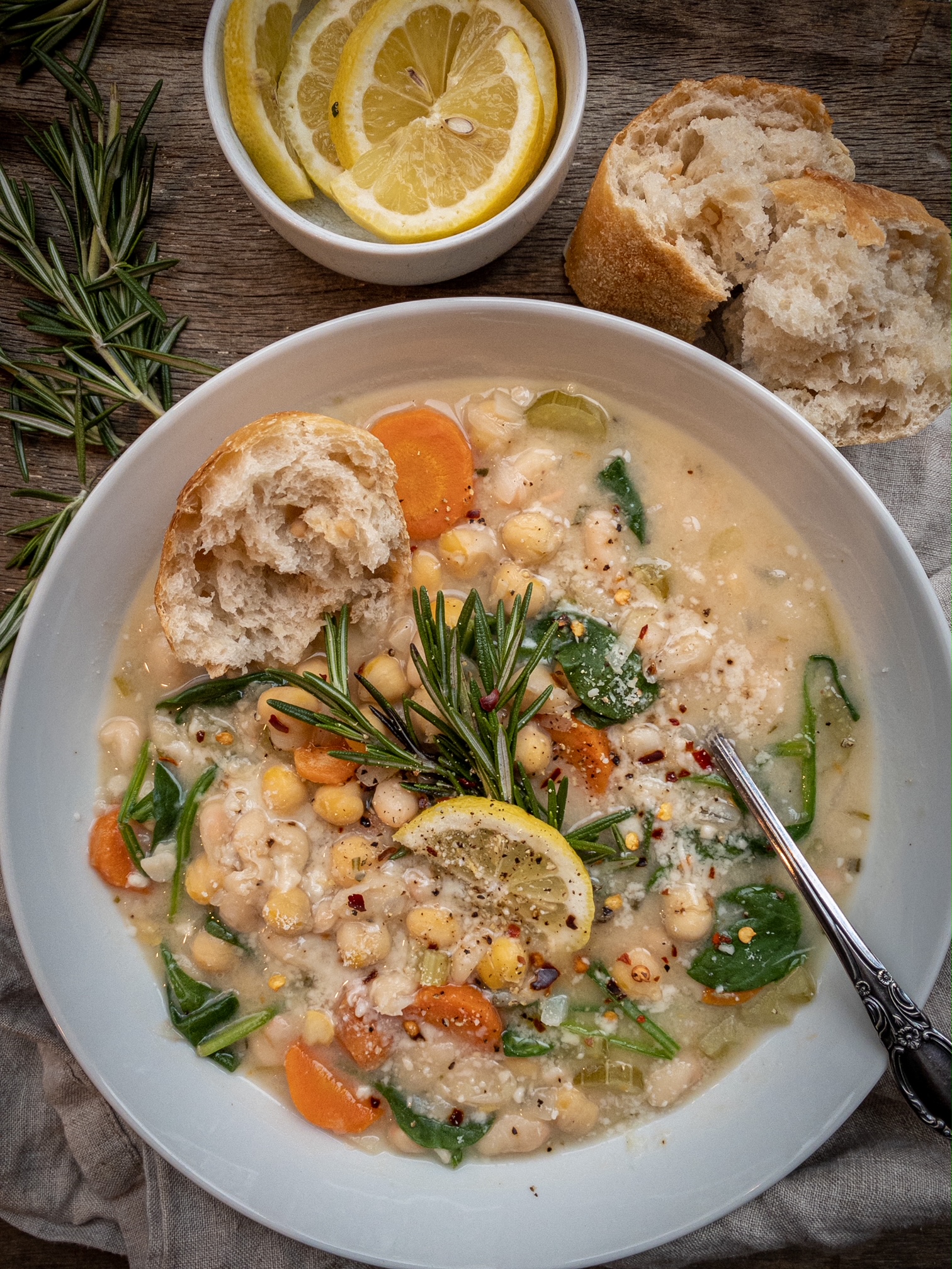 Creamy White Bean Soup with Lemon and Rosemary