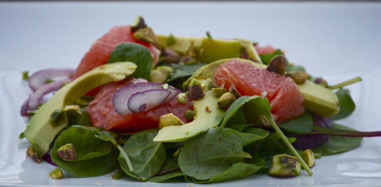 Mixed Greens with Avocado, Grapefruit, Pistachios + Balsamic Citrus Dressing