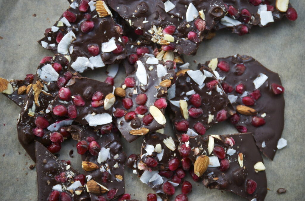 Dark Chocolate Coconut Pomegranate Bark
