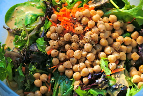 Green Salad + Chickpeas + Lemon-Tahini Dressing