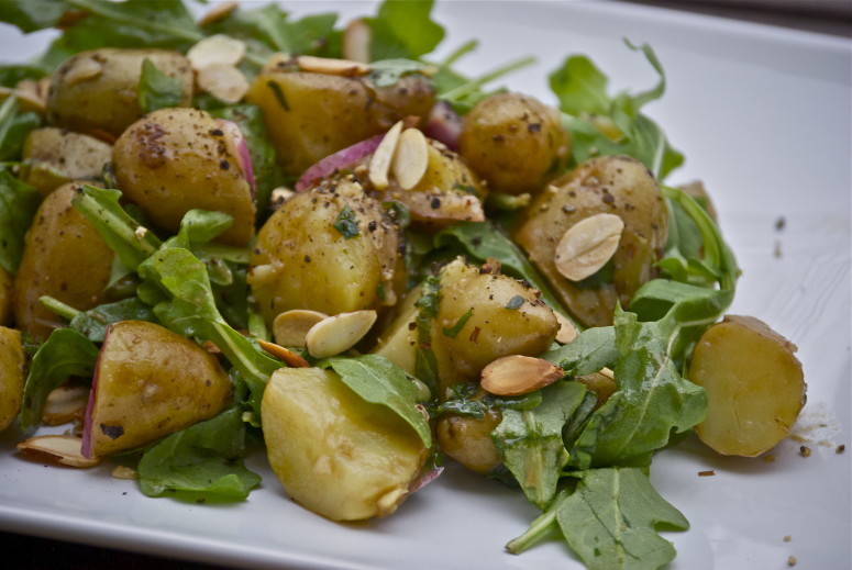 Potato Salad with Arugula, Red Onions & Almonds