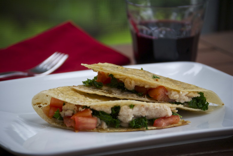 White Bean, Tomato & Kale Quesadillas