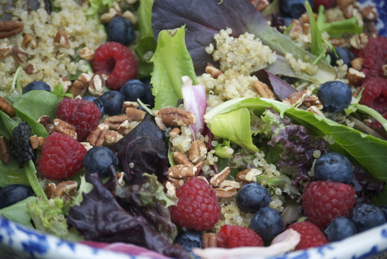 Berry Quinoa and Pecan Salad with Honey-Mustard Dressing