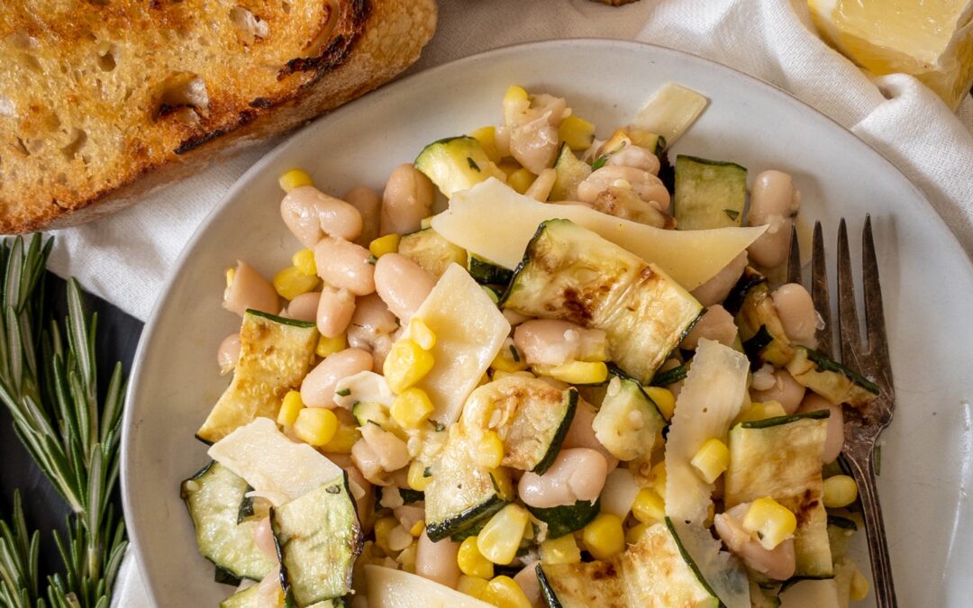 Grilled Zucchini & Corn with White Beans