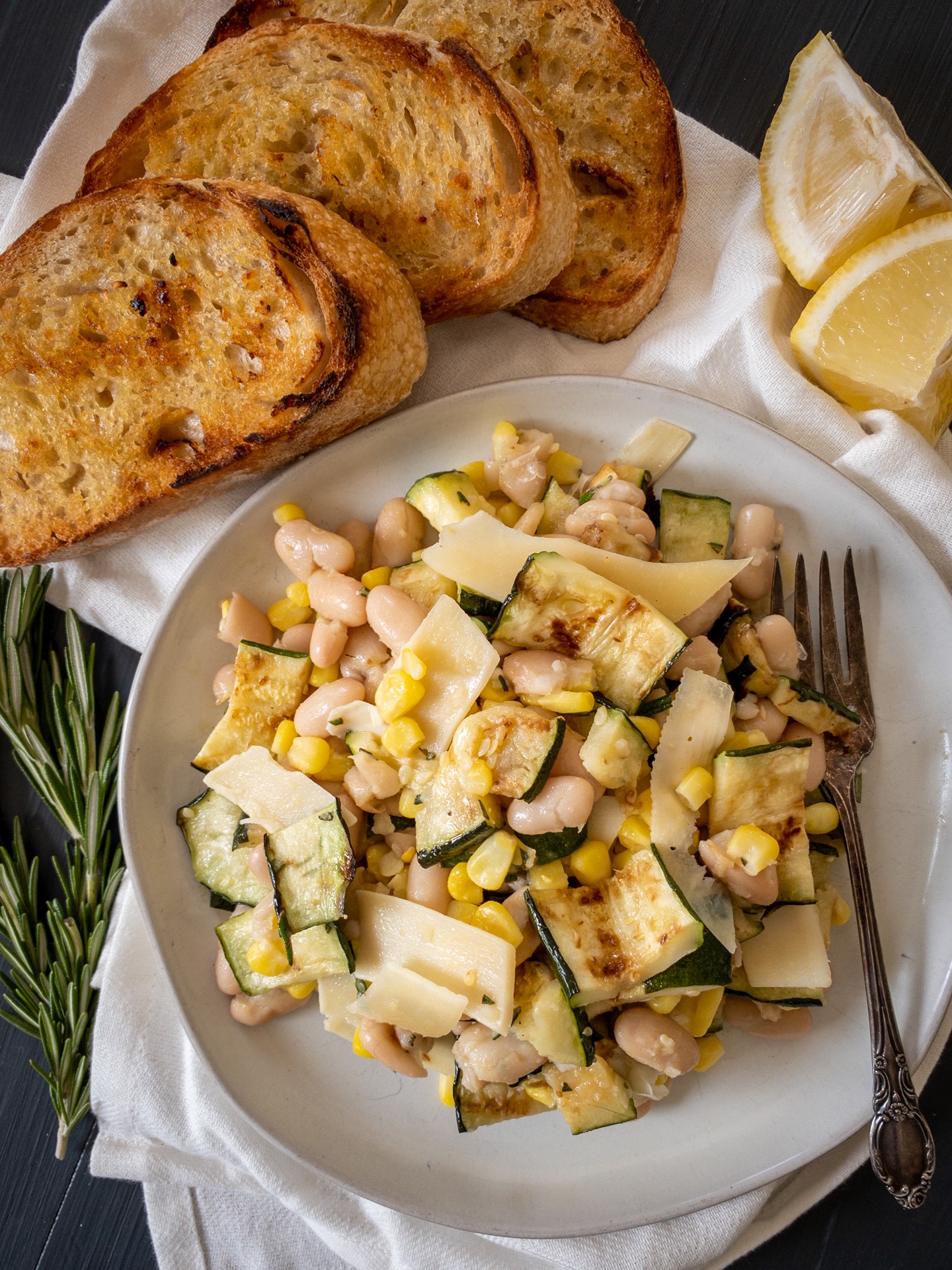 Grilled Zucchini & Corn with White Beans