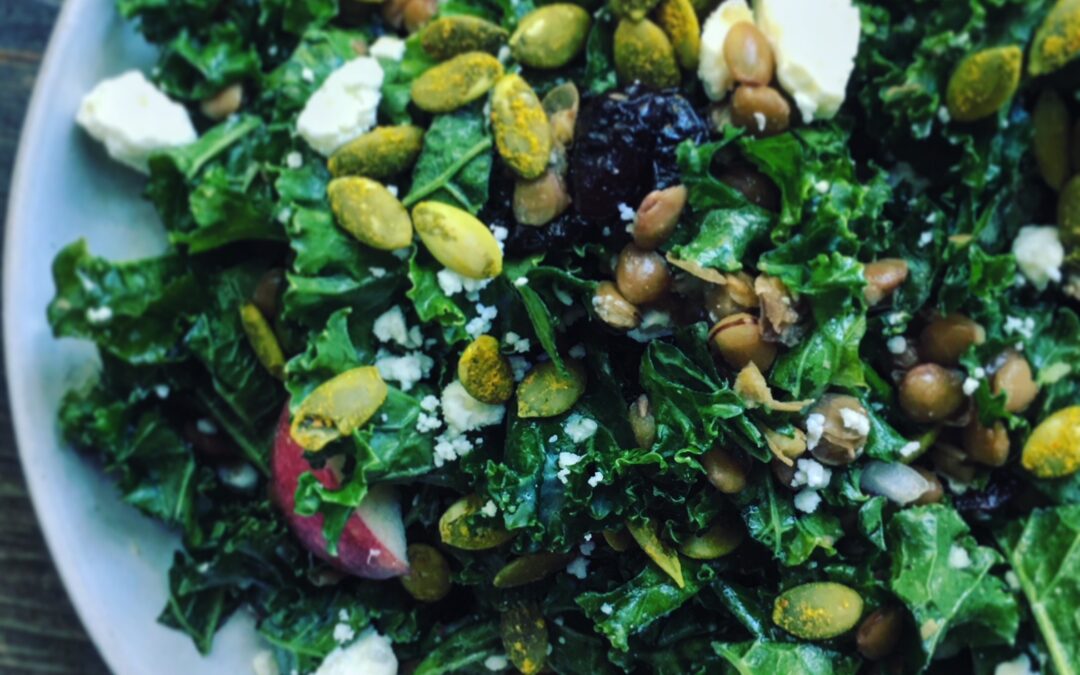 Glowing Autumn Lentil Kale Salad