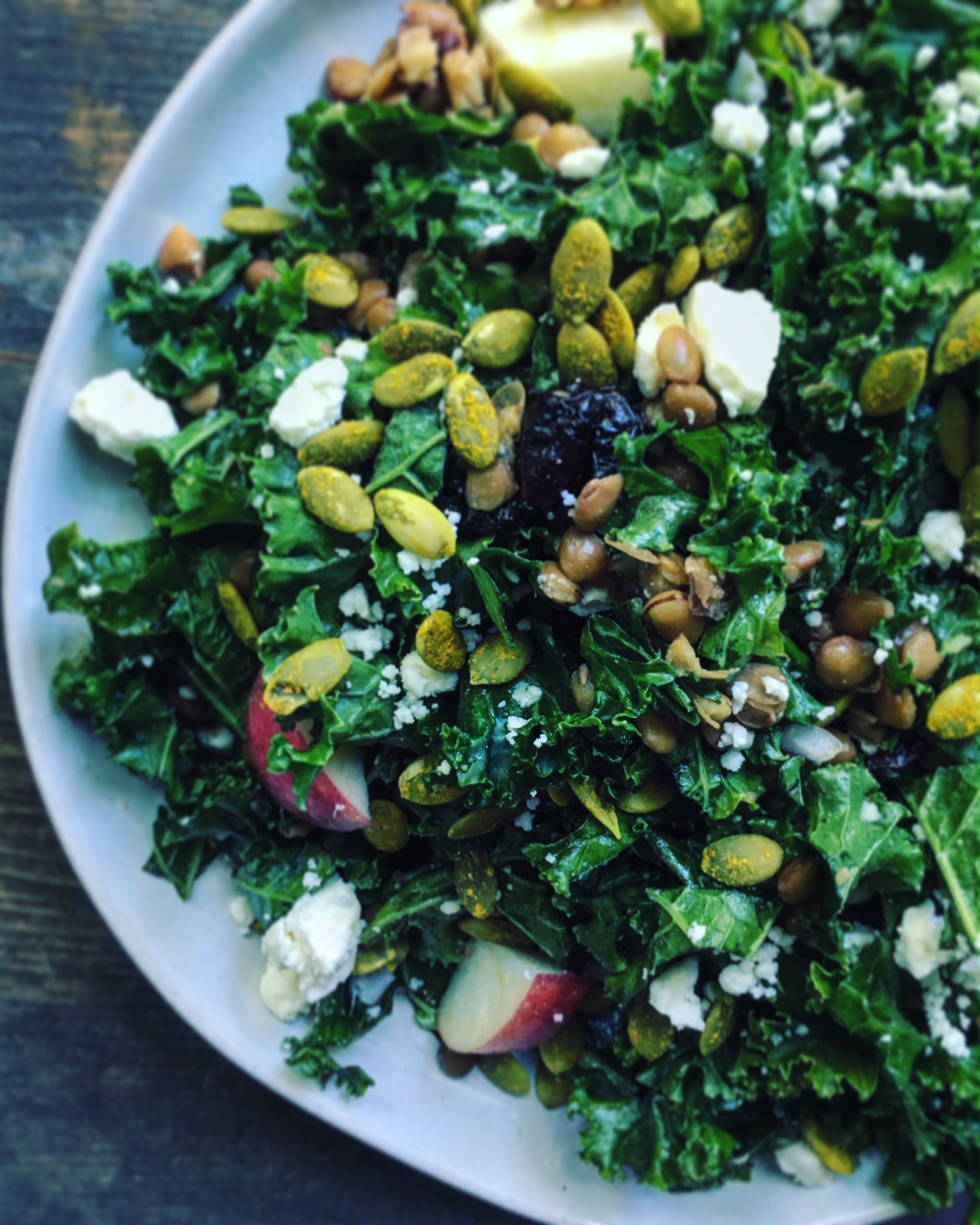 Glowing Autumn Lentil Kale Salad