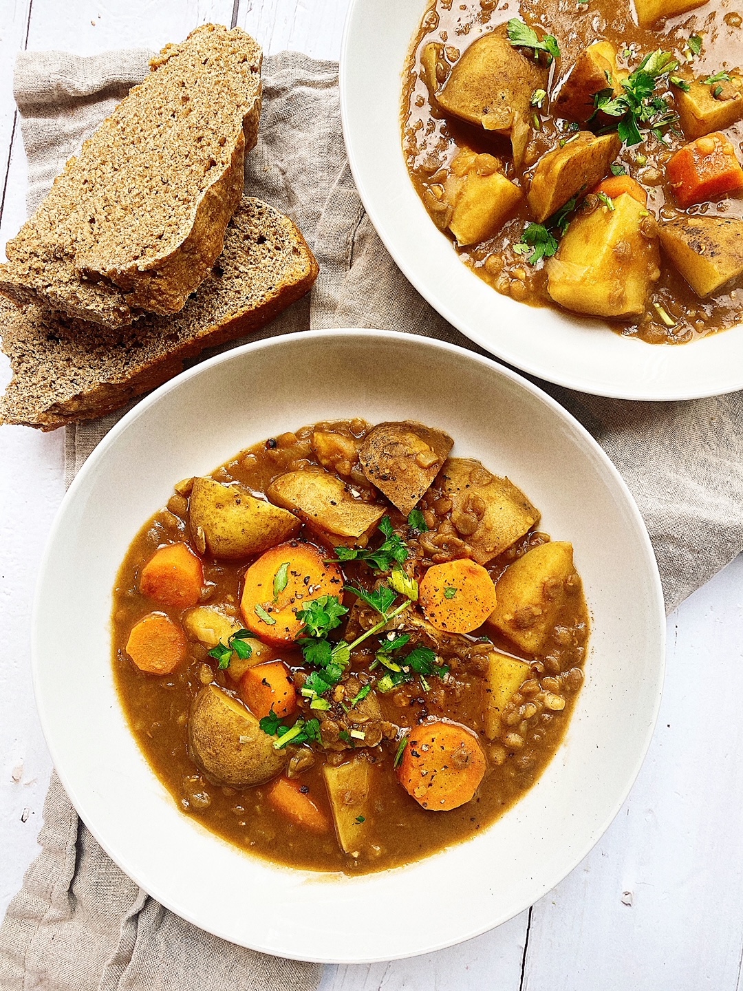 Irish Lentil Stew + Whole Wheat Soda Bread