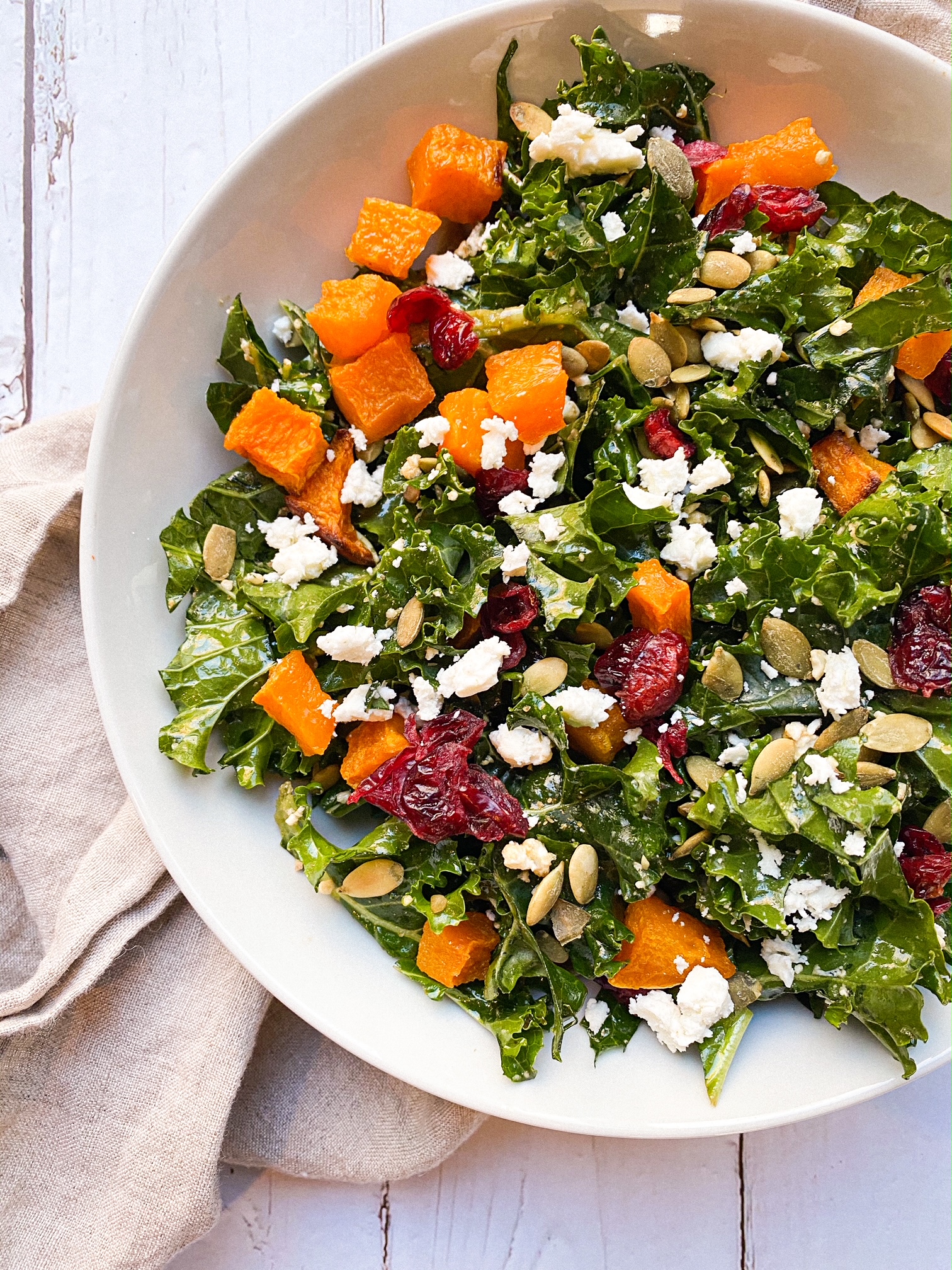 Harvest Kale Salad with Maple Balsamic Dressing