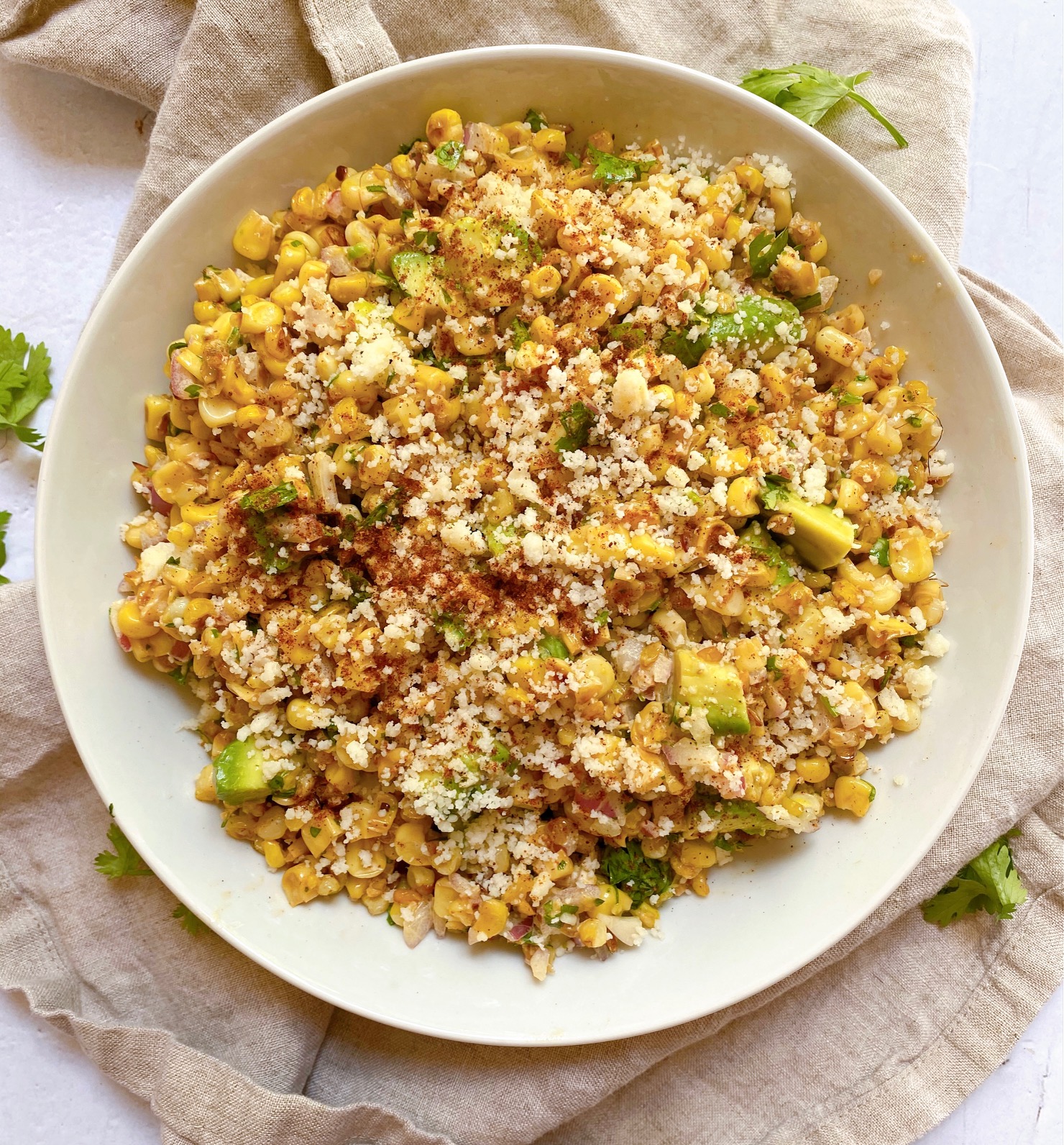 Simple Mexican Street Corn & Avocado Salad