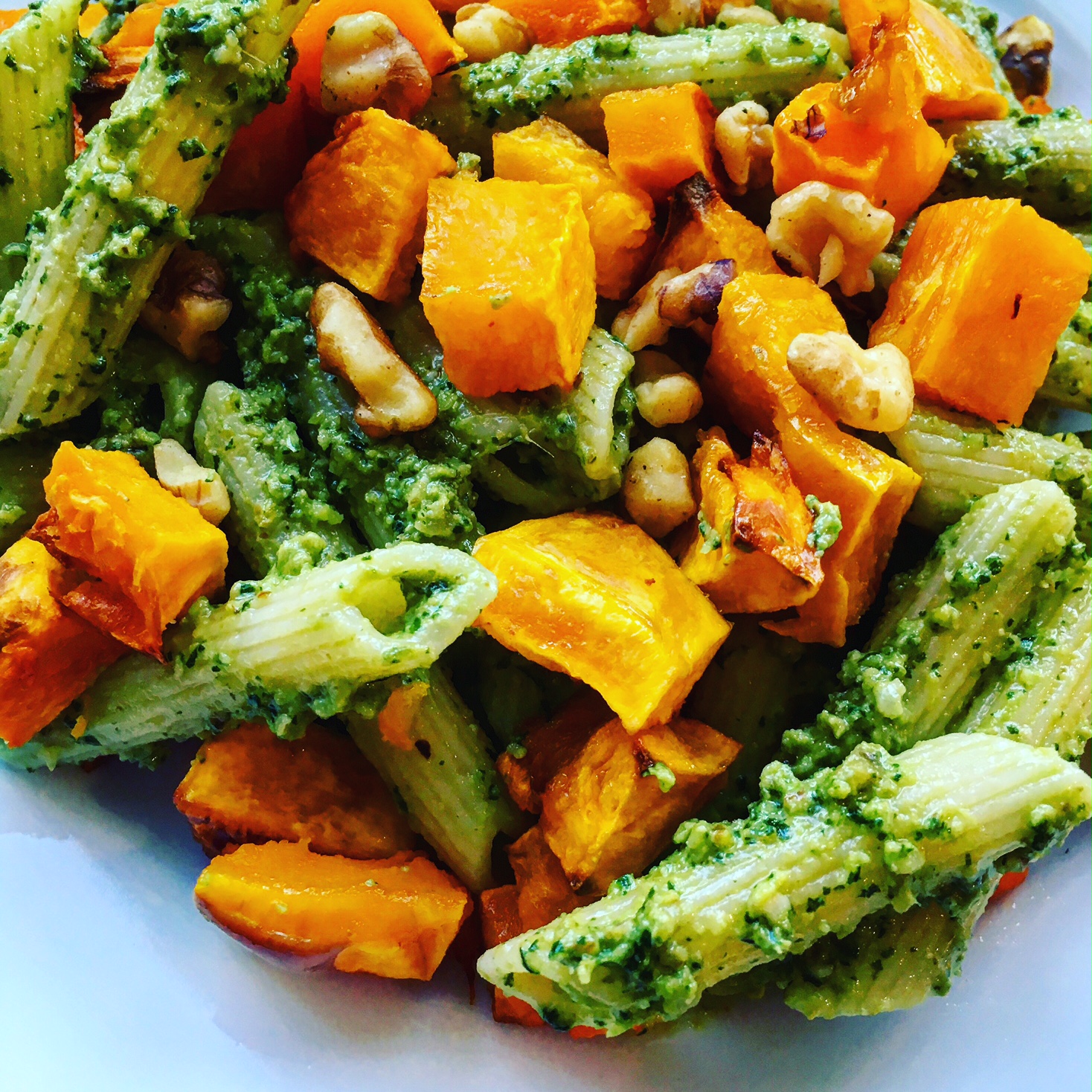 Roasted Butternut Squash Pesto Pasta