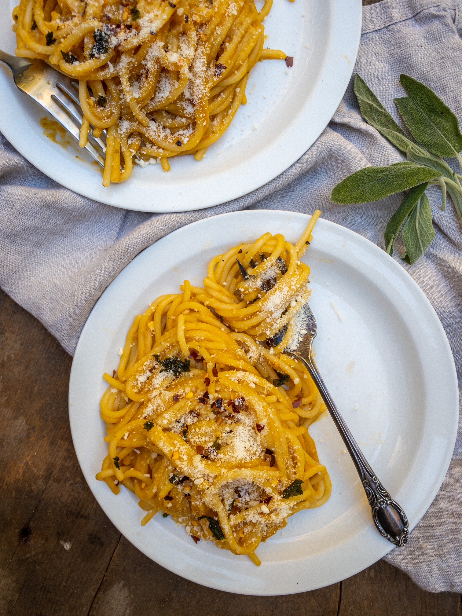 Creamy Pumpkin Pasta with Fried Sage