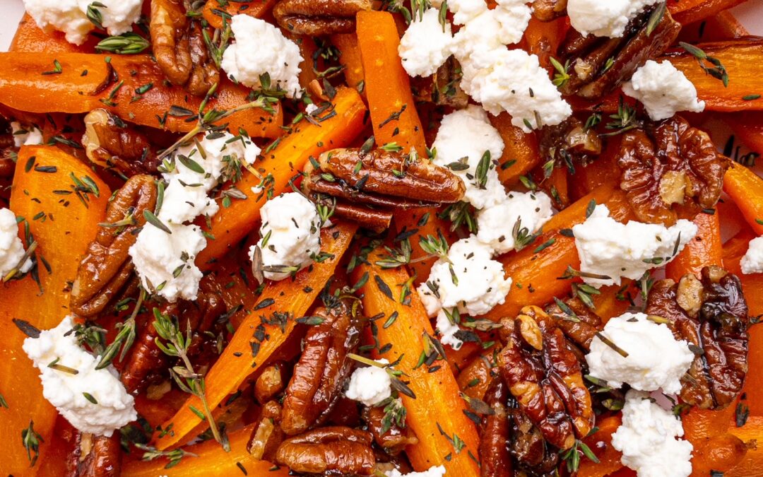 Roasted Carrots with Maple Pecans & Goat Cheese