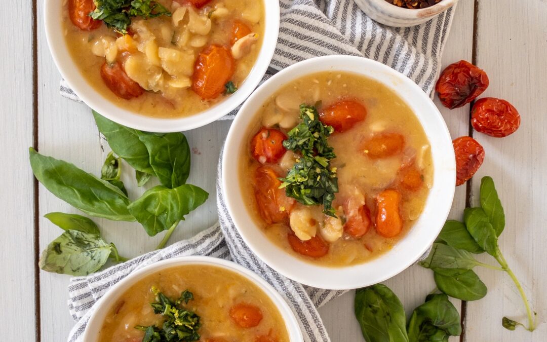 Roasted Tomato, White Bean & Basil Soup