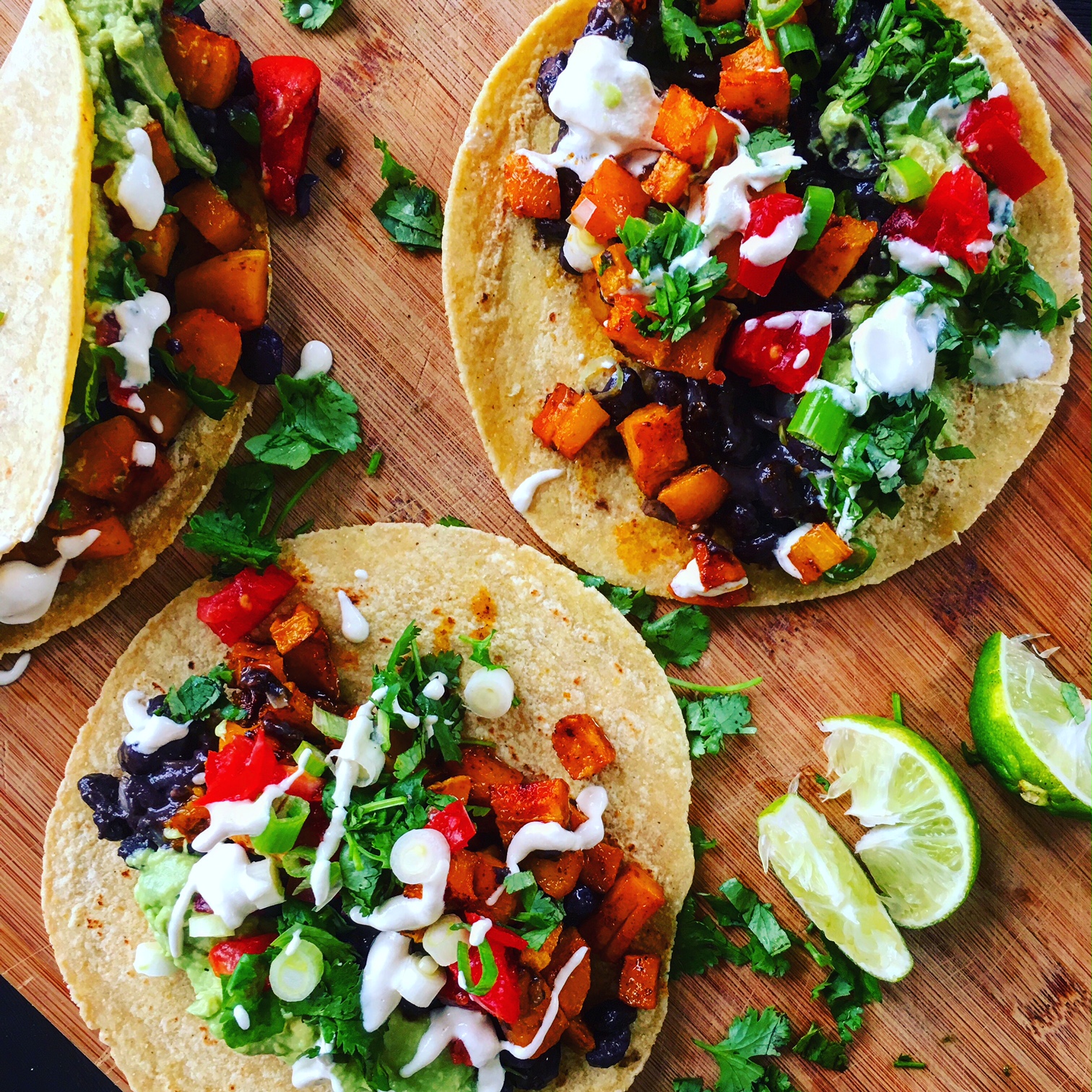 Smoky Butternut Squash Tacos with Black Beans