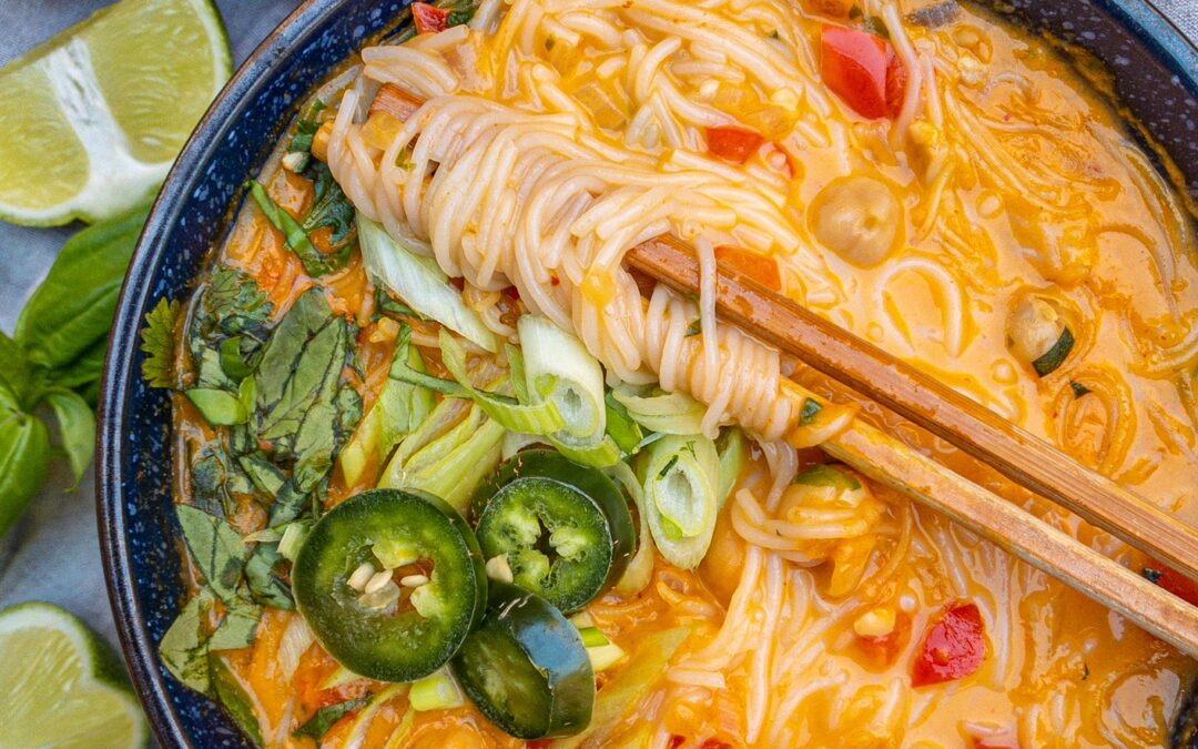 Thai Red Curry with Chickpeas & Rice Noodles