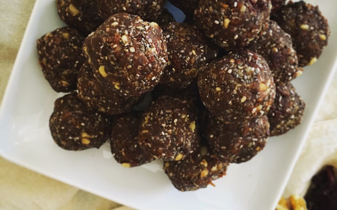 Chocolate Chia Cherry Walnut Energy Balls