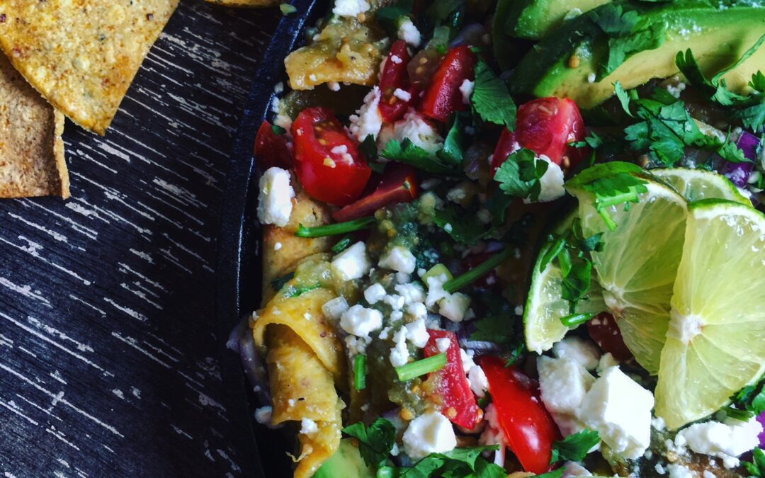 Chilaquiles Verdes with Baked Tortilla Chips