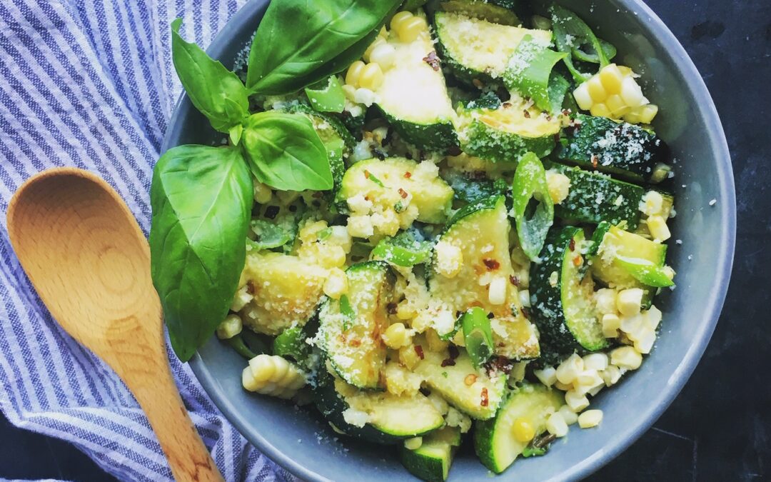 Parmesan Zucchini & Fresh Corn Salad with Basil