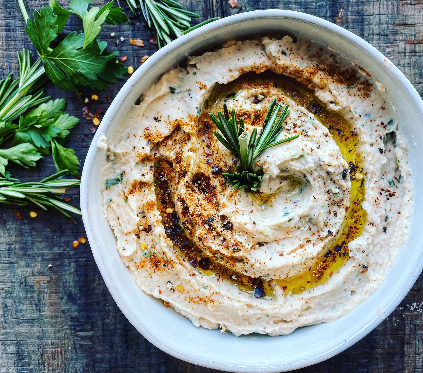 Creamy White Bean Dip with Roasted Garlic