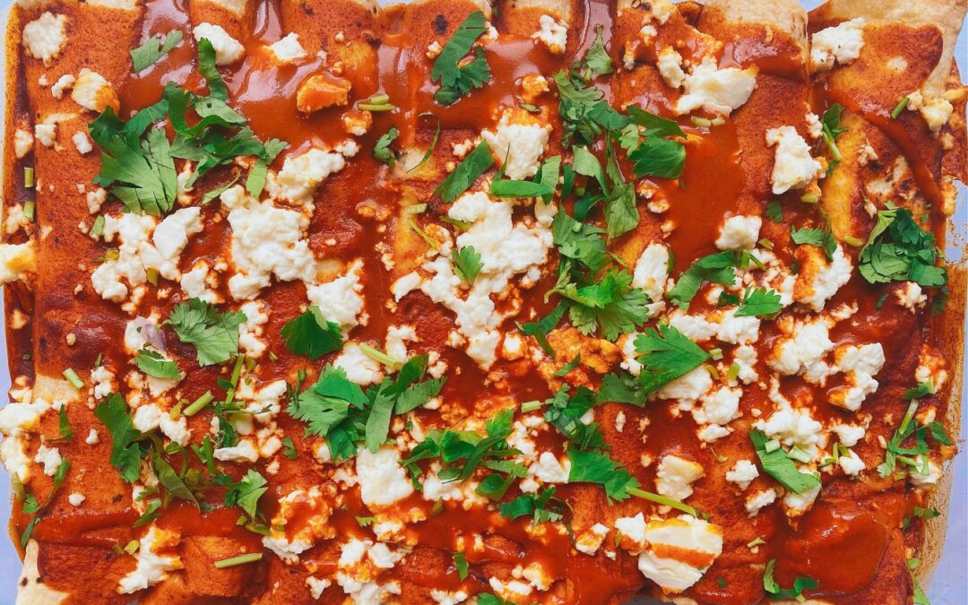 Black Bean Enchiladas with Corn Salsa & Chipotle Cream Sauce