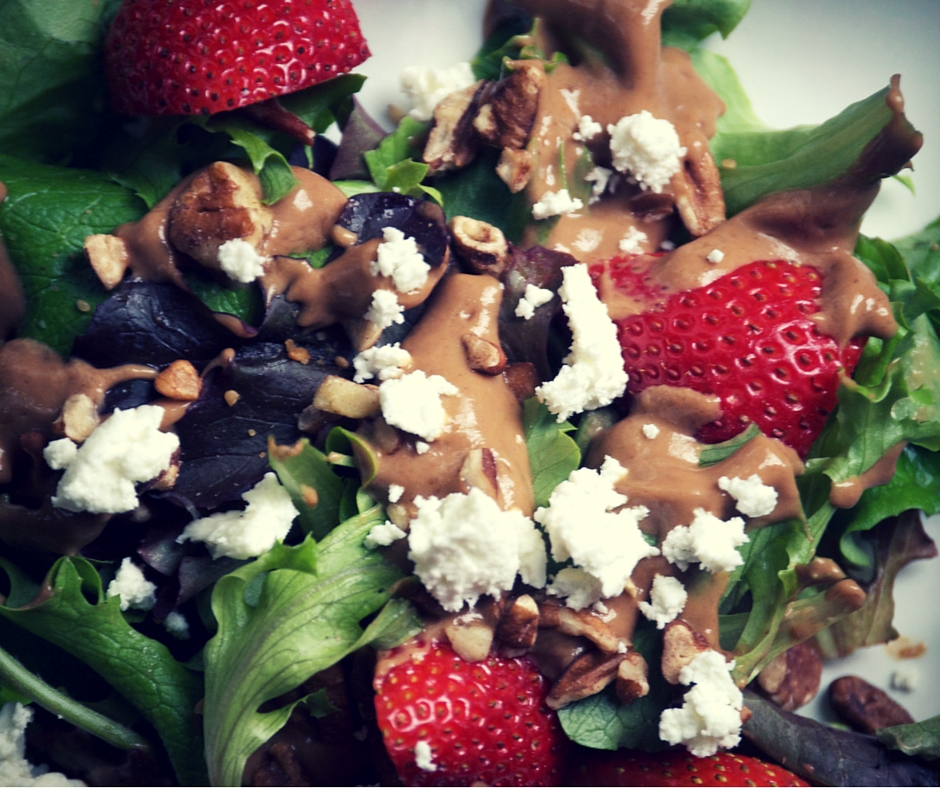 Mixed Greens, Strawberries & Goat Cheese with Fig Balsamic Vinaigrette