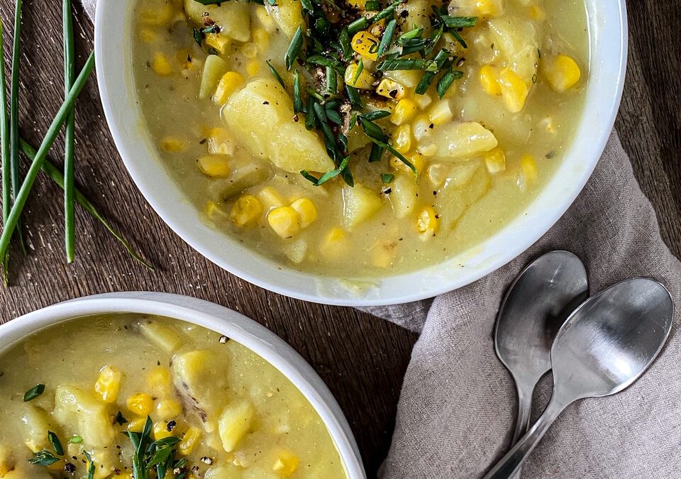 Creamy Potato Corn Chowder with Chives
