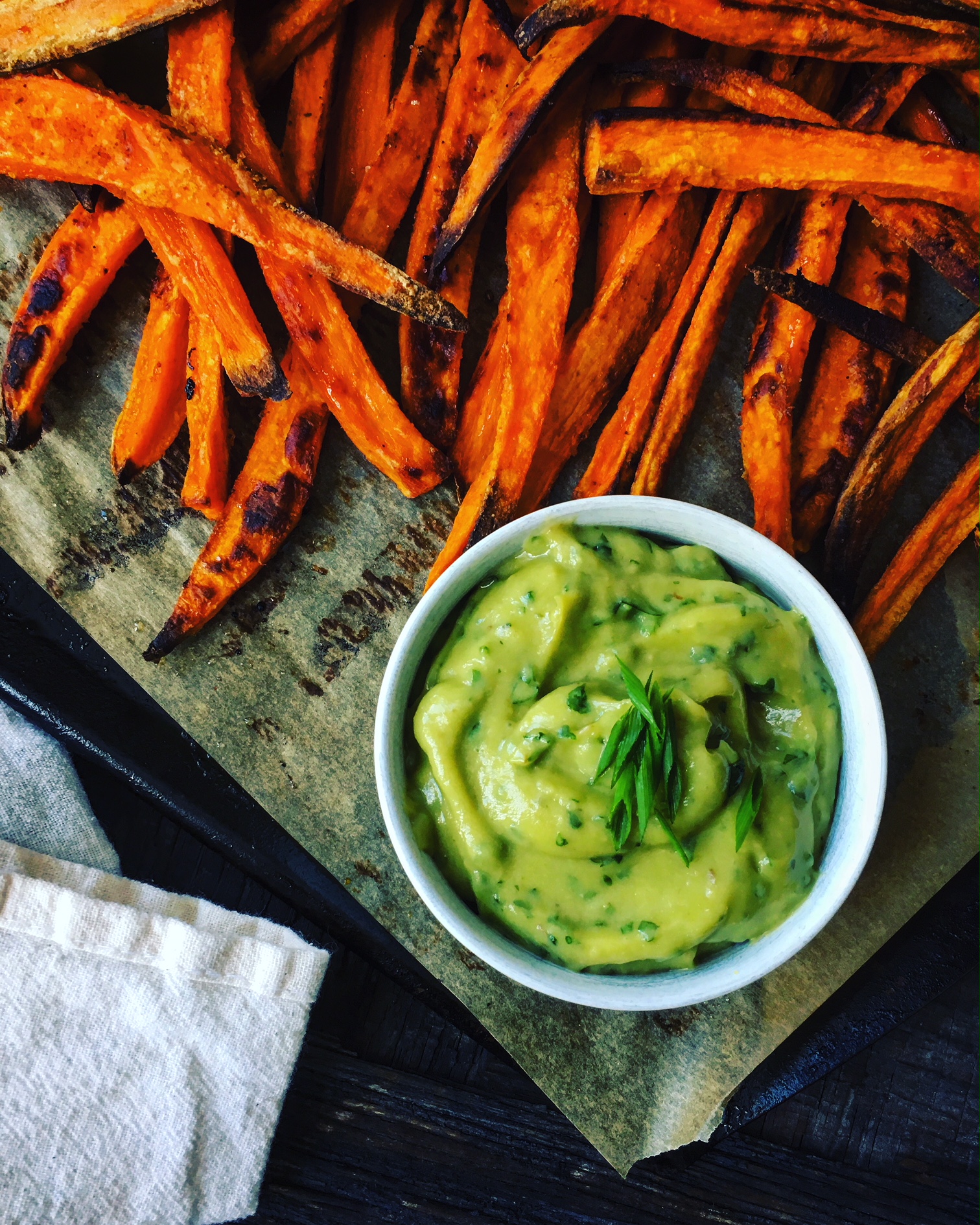 Sweet Potato Fries with Avocado Dipping Sauce