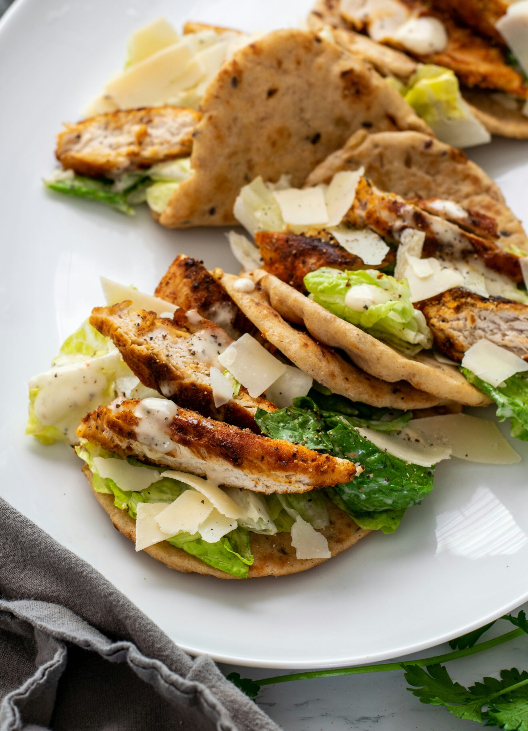 Chicken Caesar Smashed Tacos